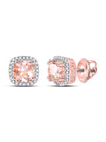 10kt Rose Gold Morganite Diamond Halo Earrings 1 Cttw E904536