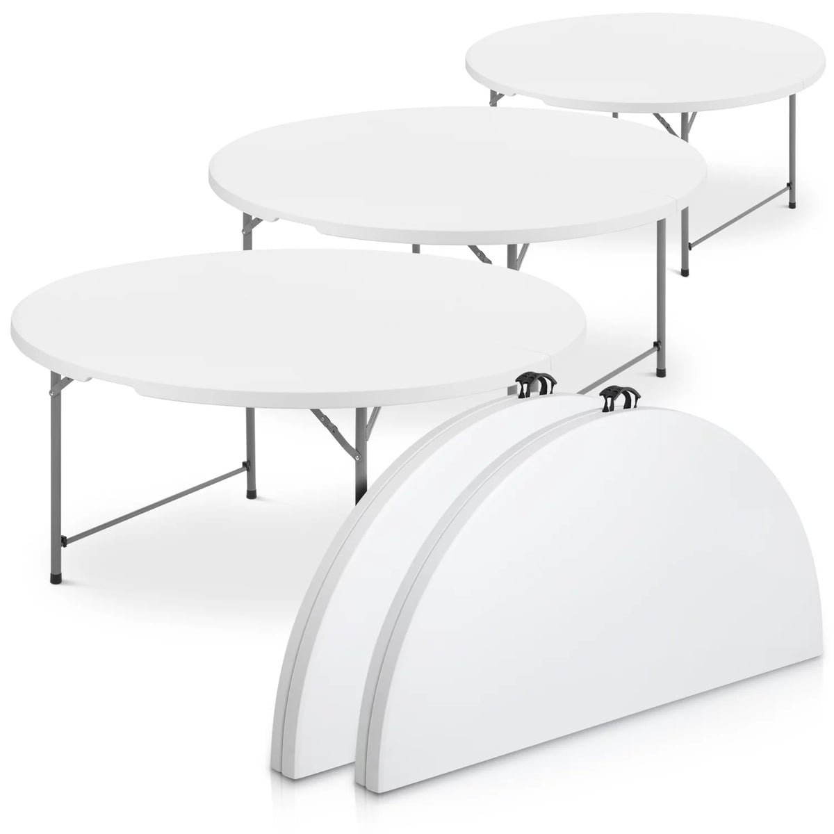 5Ft White Bi-Fold Plastic Table Set of 5 O148419