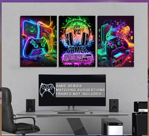 3Pcs Watercolor Video Game Canvas Painting Prints 12x16in Unframed O28577
