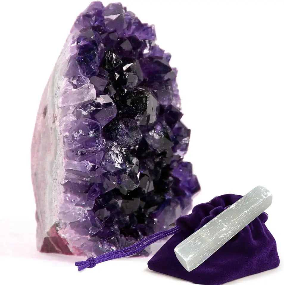 Amethyst Crystal Rock Cluster 0.5 to 1 lbs Flat Bottom P8030