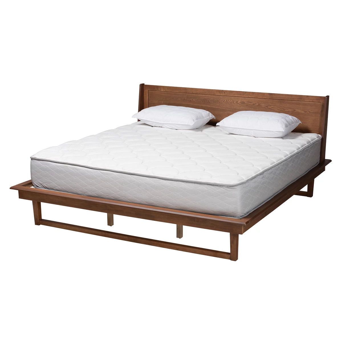 King Size Ash Walnut Finished Wood Platform Bed Q5080