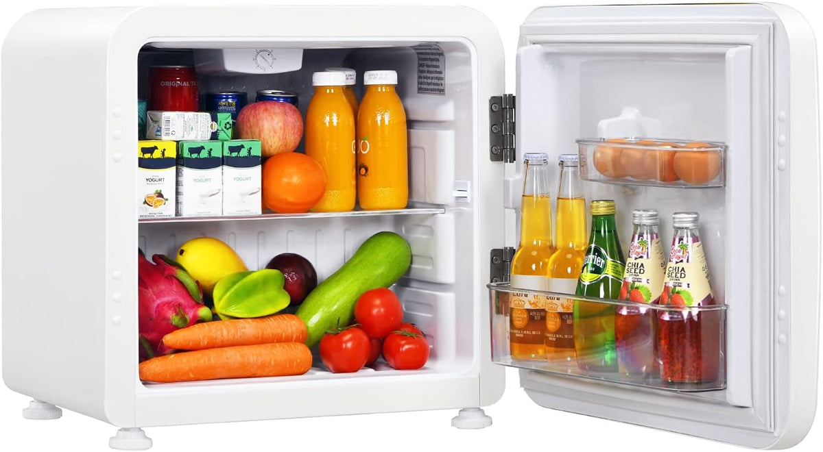 Compact Refrigerator, 1.6 cu ft Mini Fridge with Adjustable Temperature, Auto Defrost, Reversible Door, Removable Glass Shelves (Black) X238