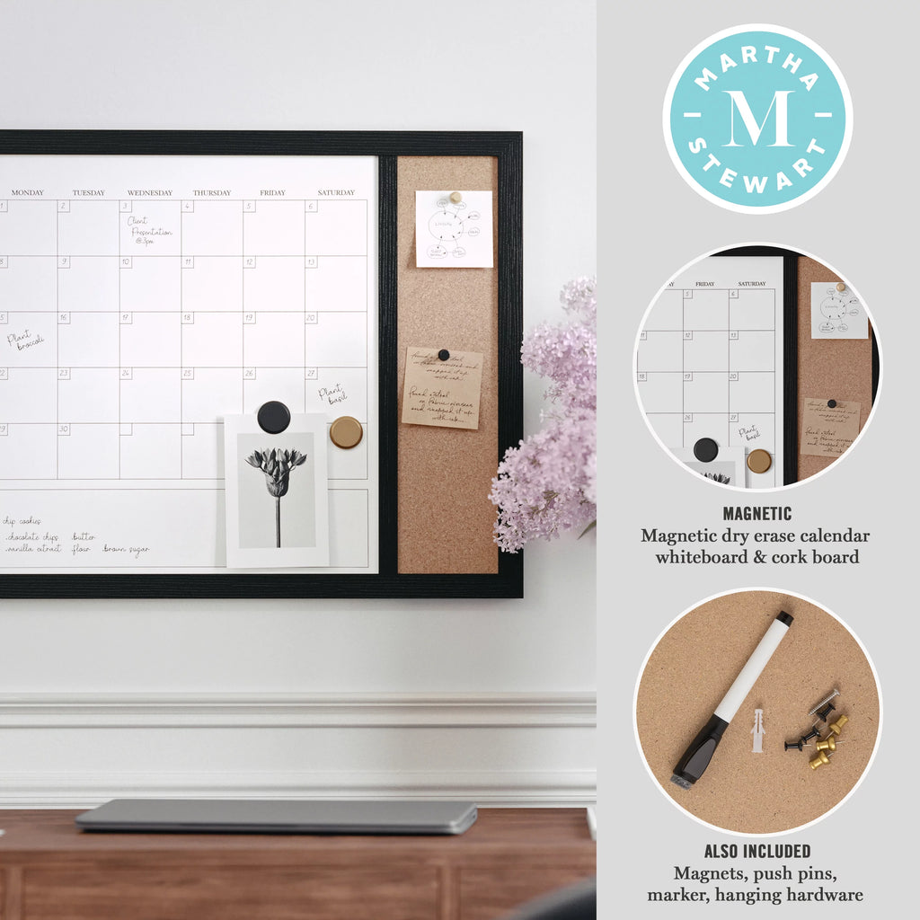 Magnetic Dry Erase Monthly Calendar and Cork Board Combo C916