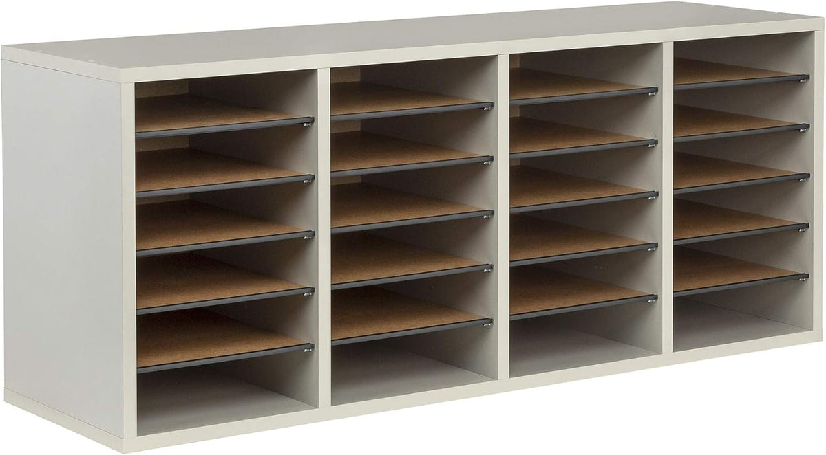 Medium Oak Wood Literature Organizer, 24 Compartment, Stackable Z465