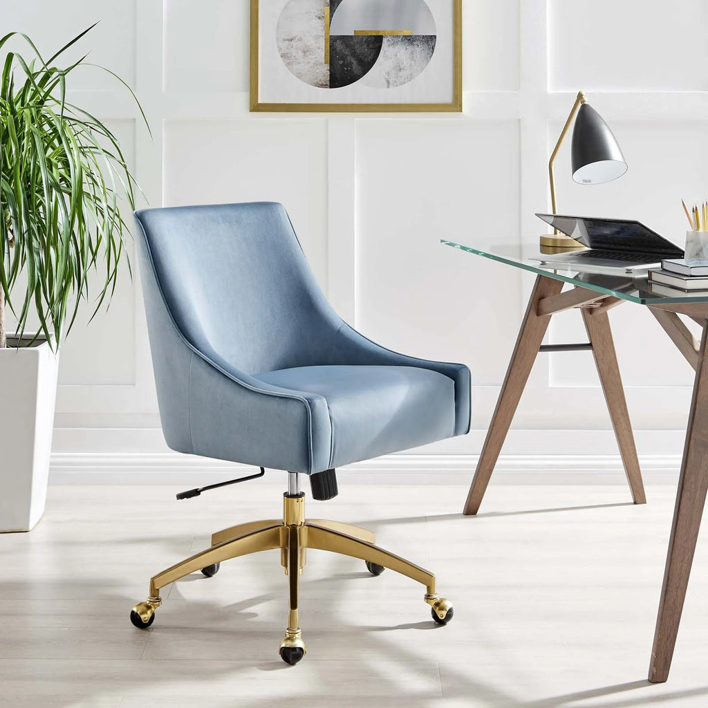 Light Blue Velvet Office Chair Q114