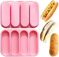 Non-Stick Silicone Hot Dog Bun Pan 4 Cup Baking Tray J868946