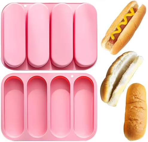 Non-Stick Silicone Hot Dog Bun Pan 4 Cup Baking Tray J868946