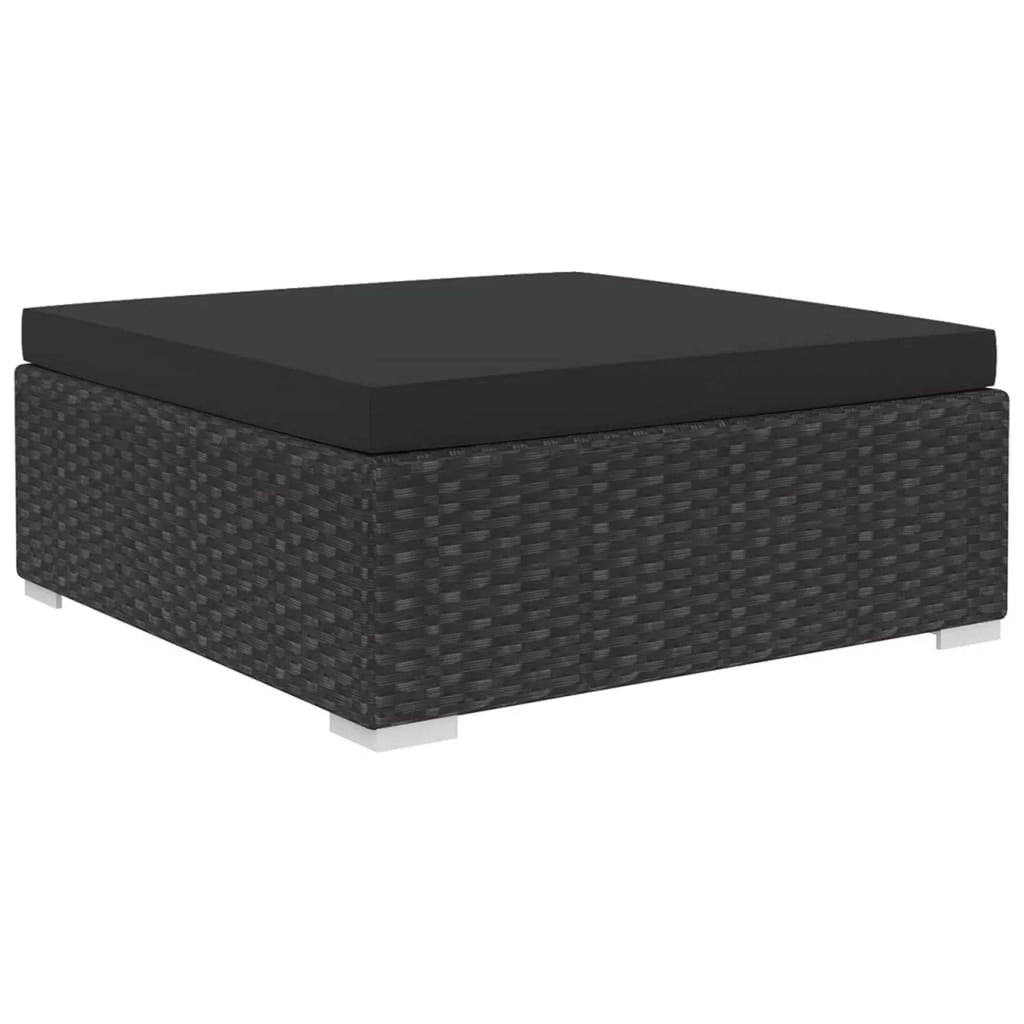 10 Piece Cushioned Black Poly Rattan Sectional Sofa Set M636