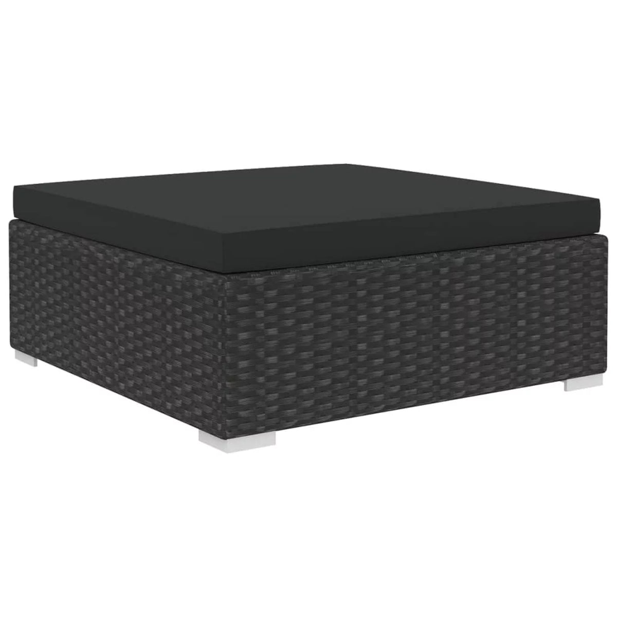 10 Piece Cushioned Black Poly Rattan Sectional Sofa Set M636