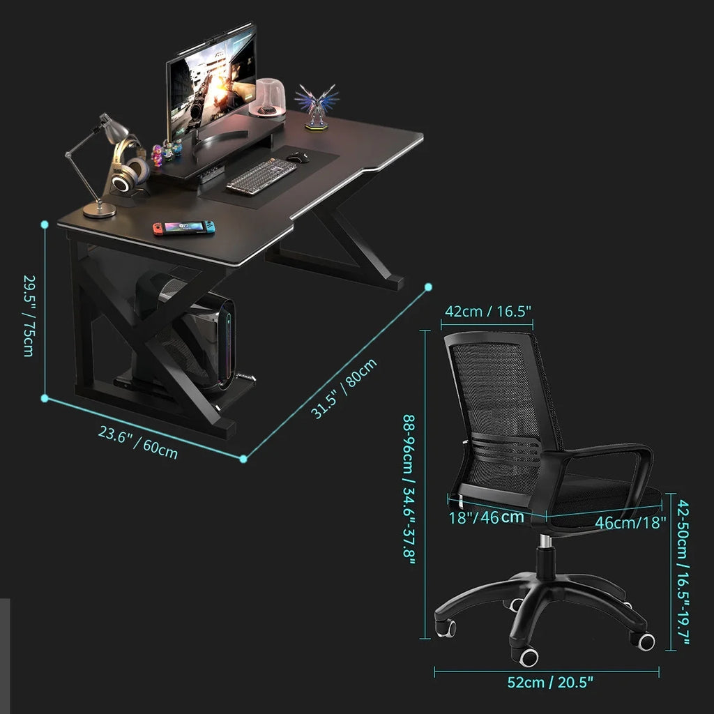 Black Ergonomic Gaming Desk and Chair Set O322