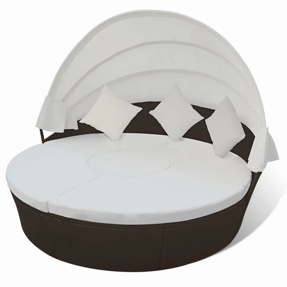 Patio Bed with Canopy Poly Rattan Brown L4882