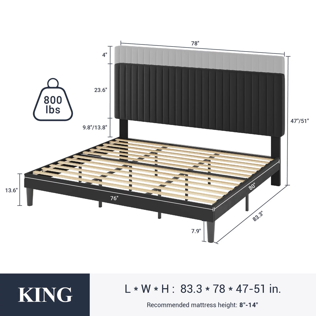 Pink Queen Size Upholstered Platform Bed Frame with Velvet Headboard C153333