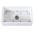33 In. Farmhouse Kitchen Sink With Strainer And Grid G17862