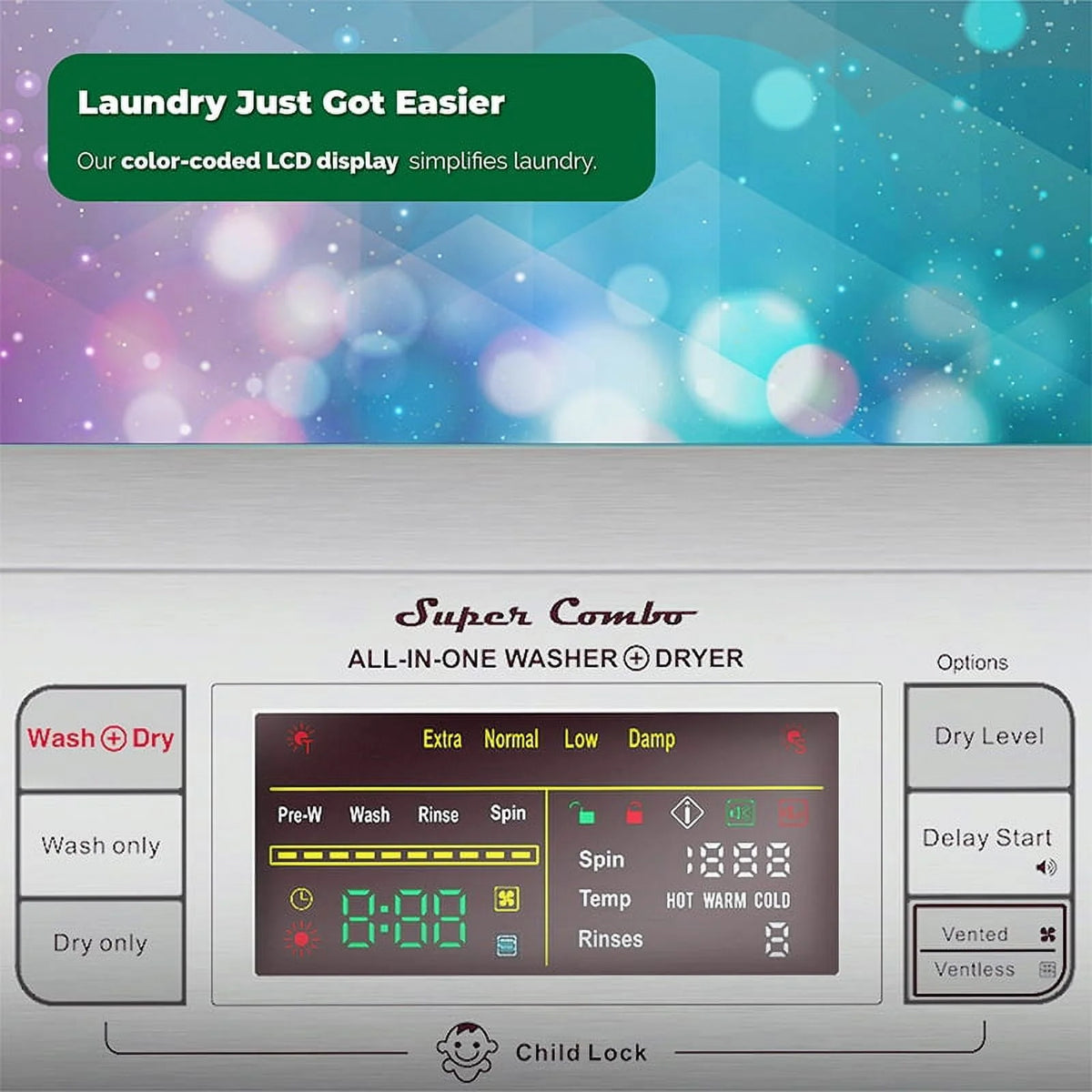 Compact 110V Combo Washer Sensor Dry 1200 RPM H3917