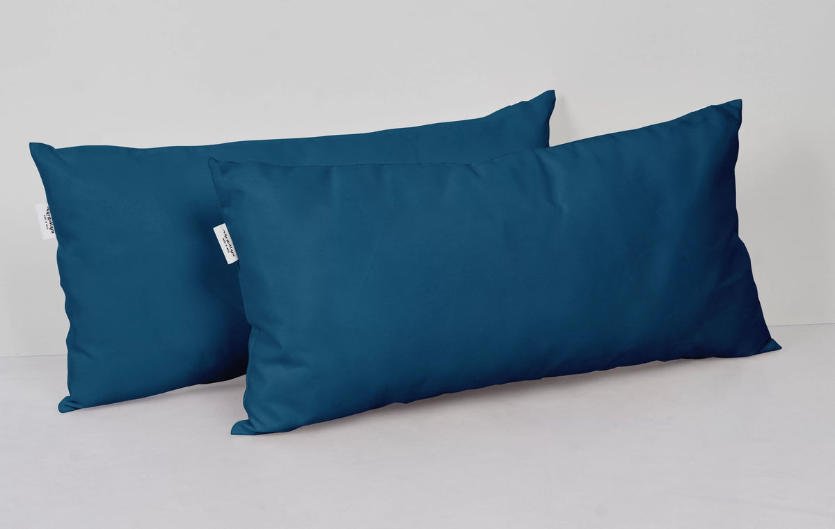 Navy Blue Set of 2 Polyester Lumbar Throw Pillow V8524