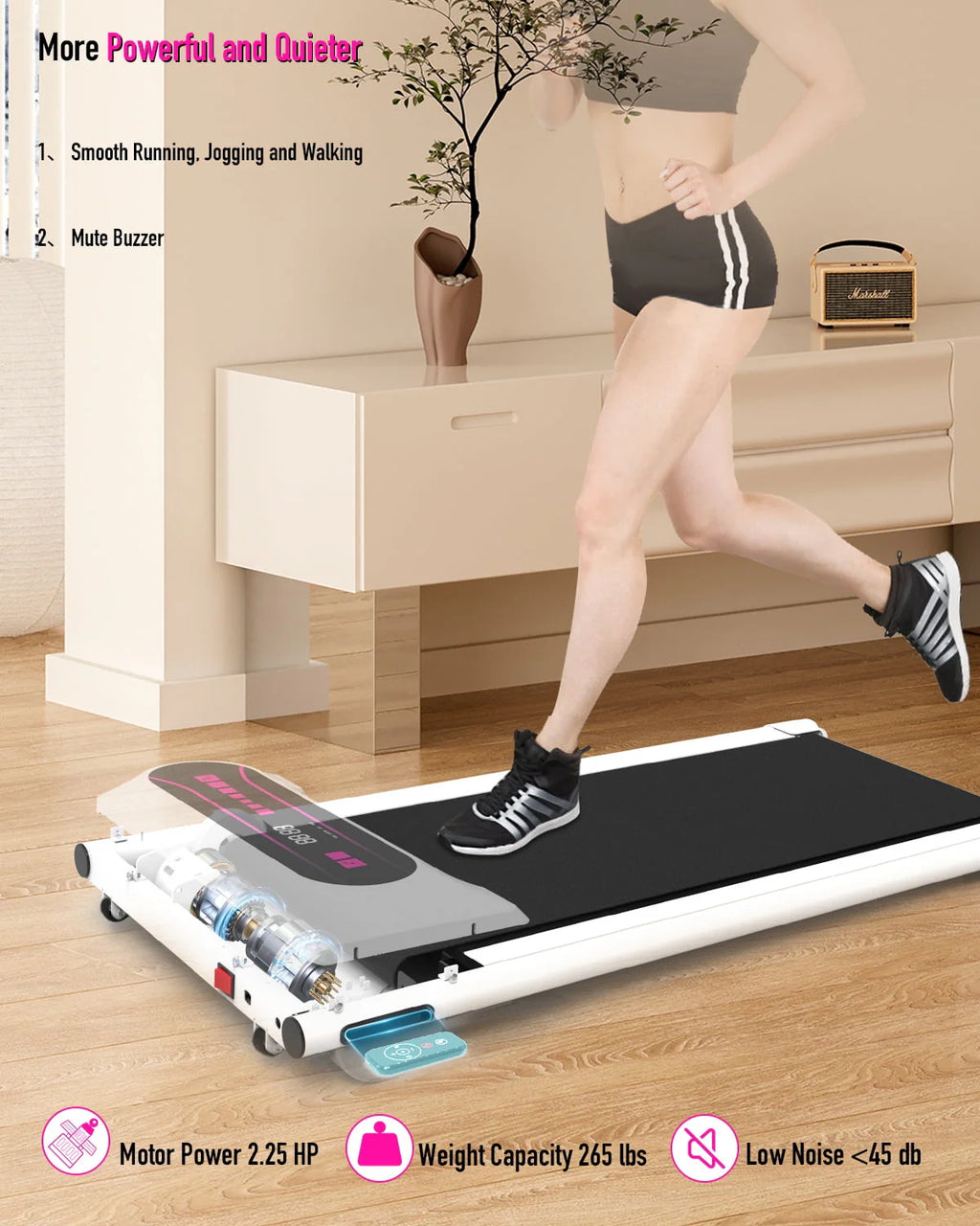 Pink 2.25HP Portable Walking Pad Treadmill S749522