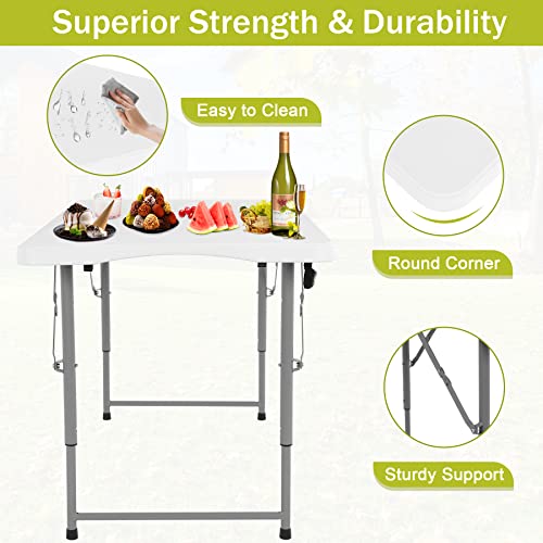 White 6ft Folding Plastic Table with Carrying Handle X6327