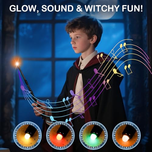Light Up Magic Wand with Sounds, 2 Pack, Black & Brown G384