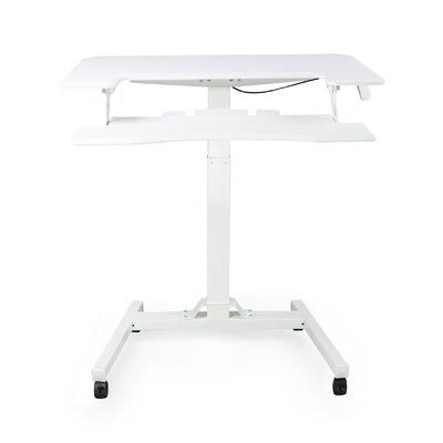 White Pneumatic Height Adjustable Sit Stand Laptop Desk with Keyboard Holder R832