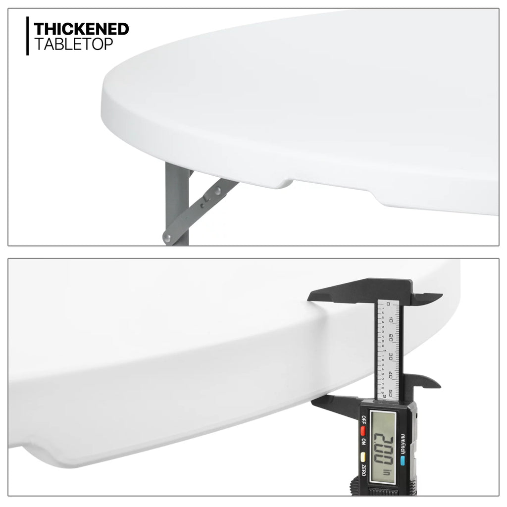 5Ft White Bi-Fold Plastic Table Set of 5 O148419