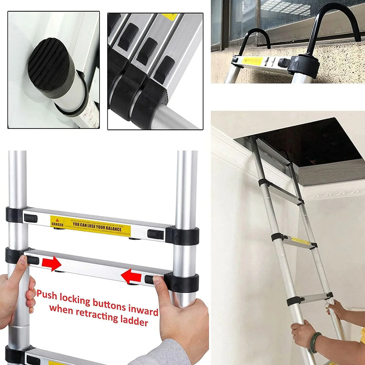 20.3ft Telescoping Ladder 330lbs Max Capacity E1747