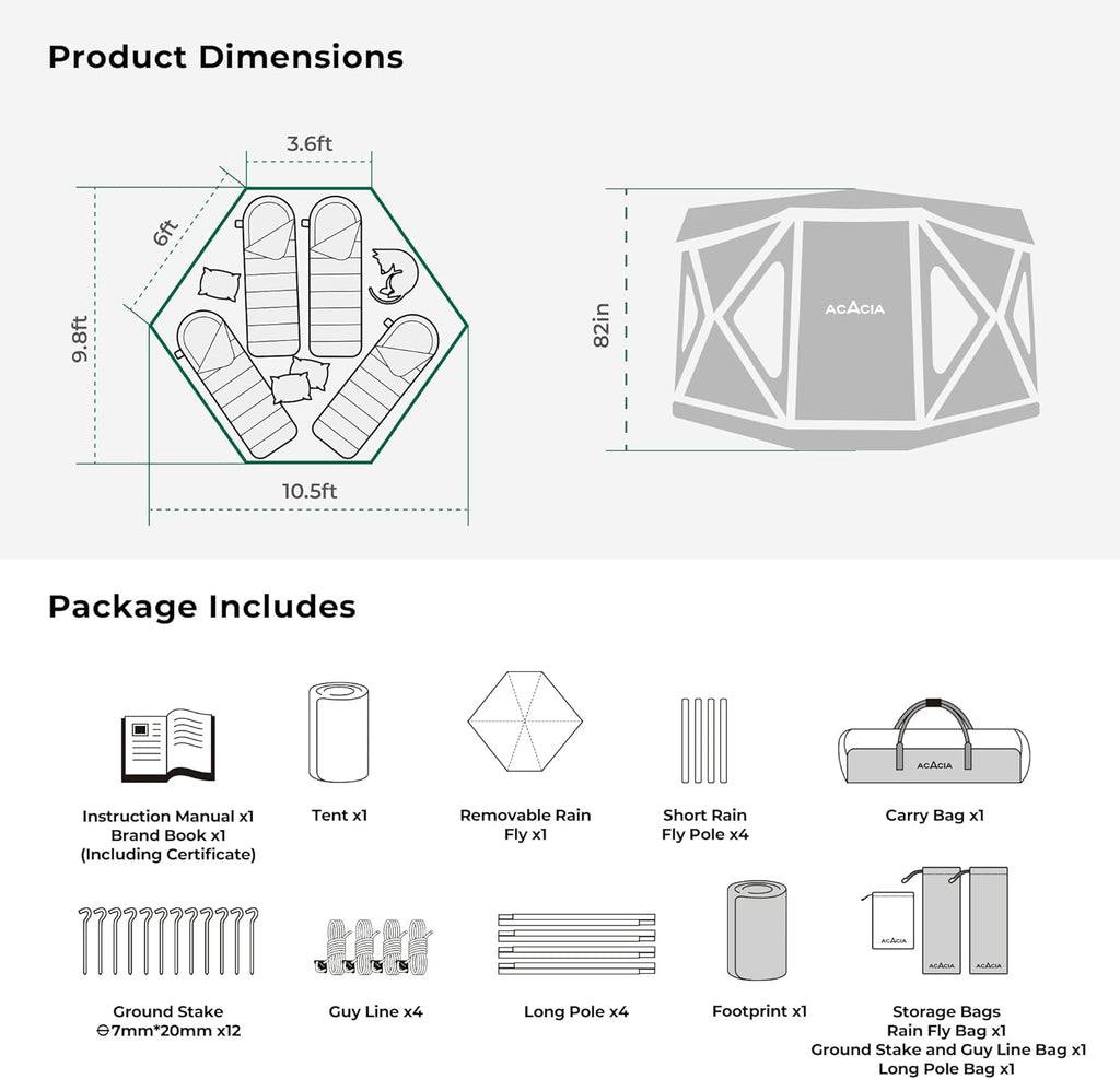 4-6 Person Waterproof Pop Up Hub Tent with Rainfly C44297