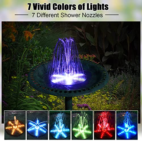 4W Solar Powered Water Fountain Pump with 4000 Battery, 7 Nozzles L7385