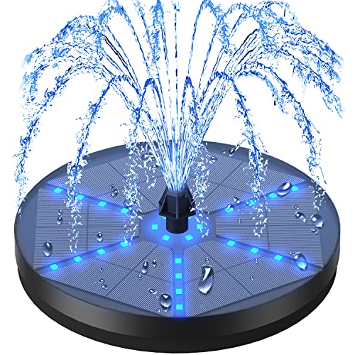 4W Solar Powered Water Fountain Pump with 4000 Battery, 7 Nozzles L7385