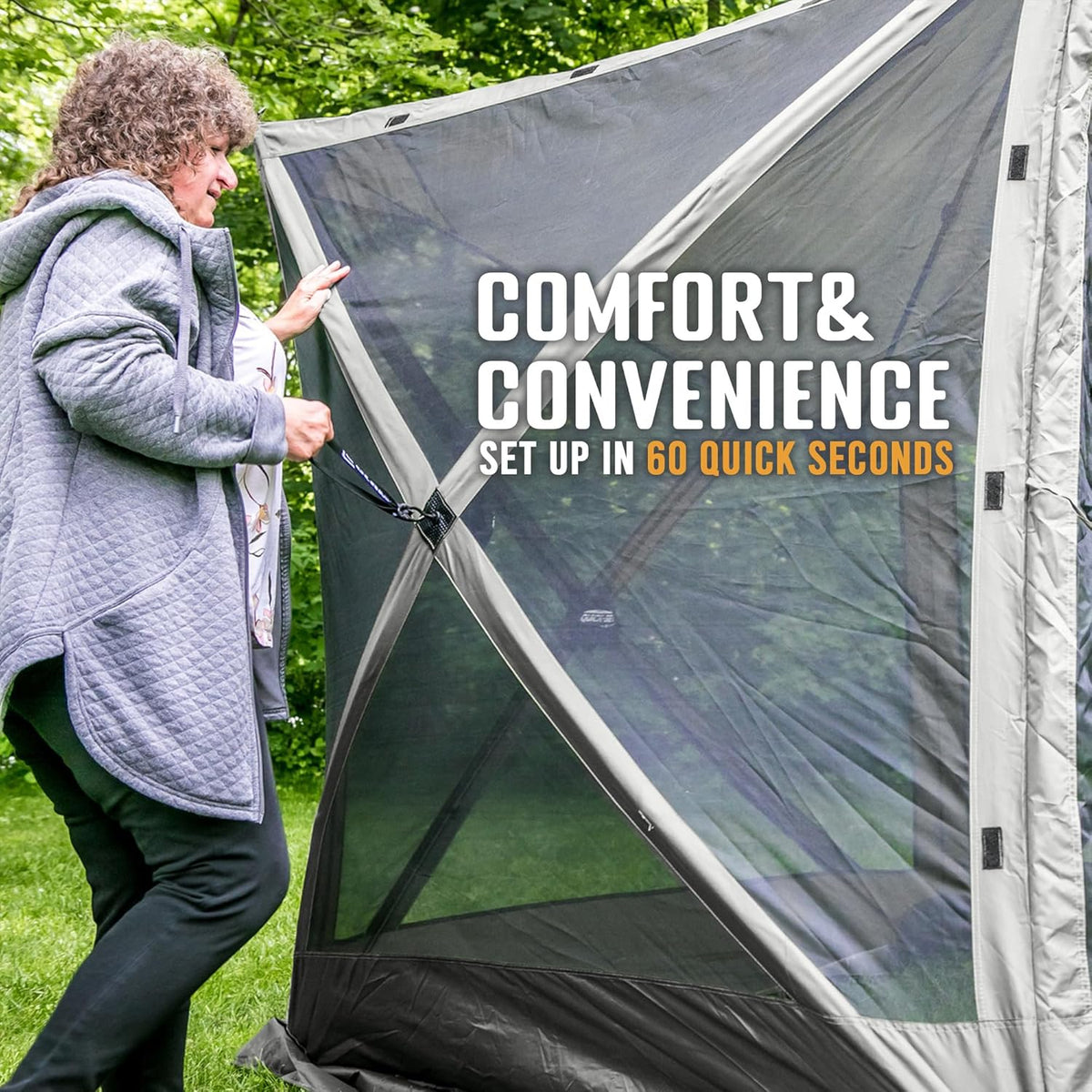 Gray 6-Sided Portable Pop-Up Camping Screen Tent with Carry Bag X447558