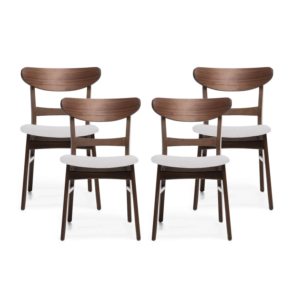 Set of 4 Light Beige Fabric Dining Chairs Z41040