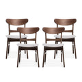 Set of 4 Light Beige Fabric Dining Chairs Z41040