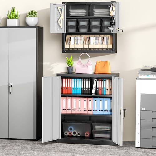 72” Black Metal Storage Cabinet with Lock Z744119