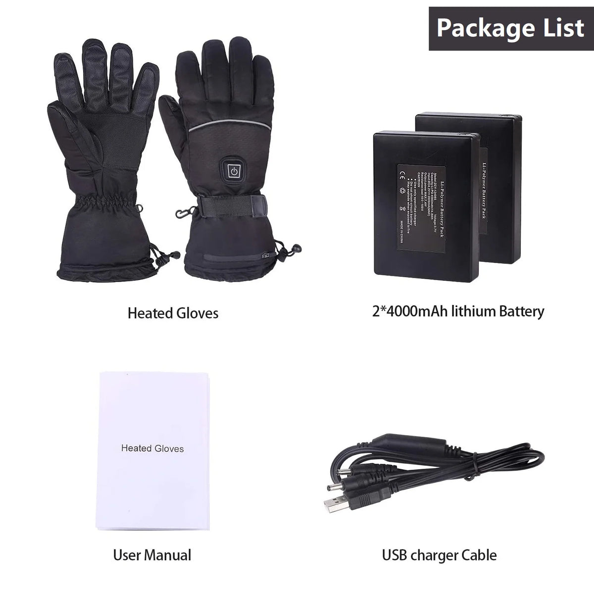 Rechargeable Battery Heated Winter Gloves J652447
