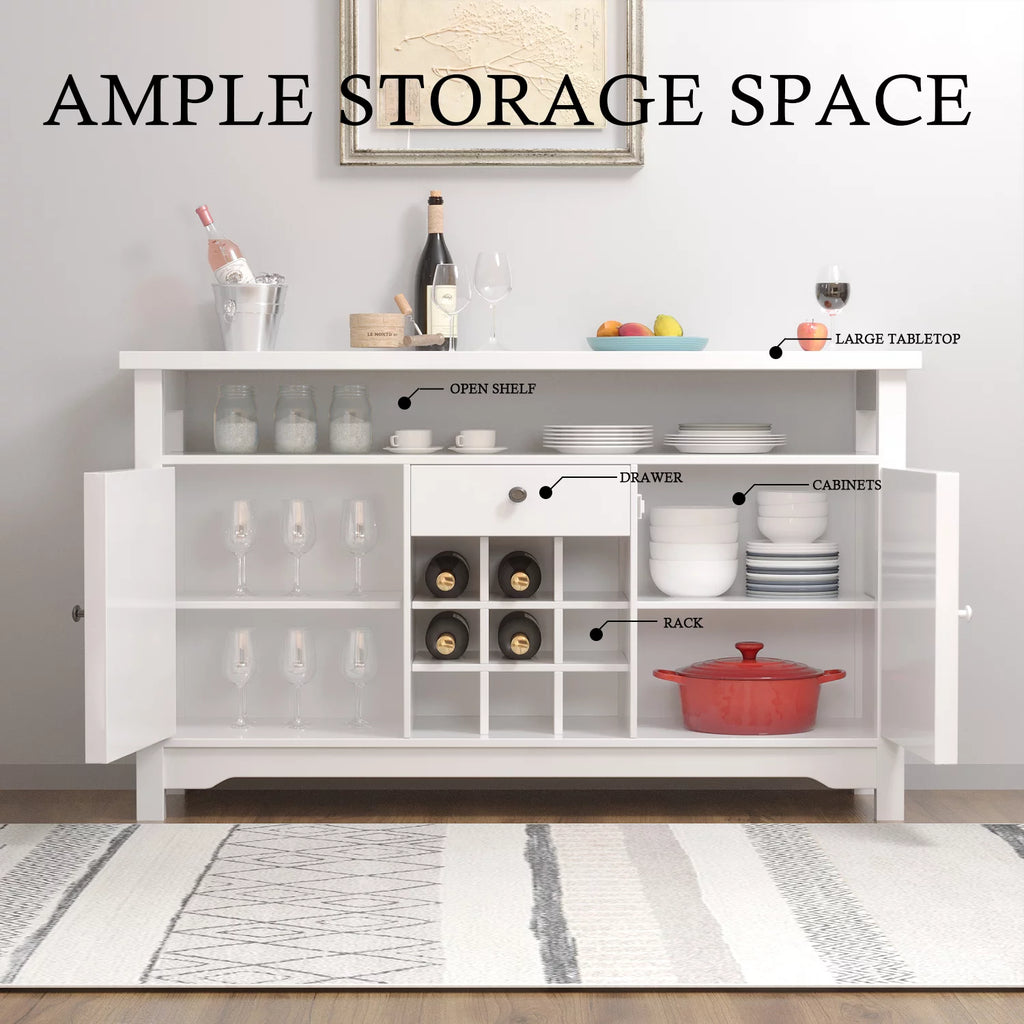White 47 Kitchen Buffet Storage Cabinet with Barn Door P363835