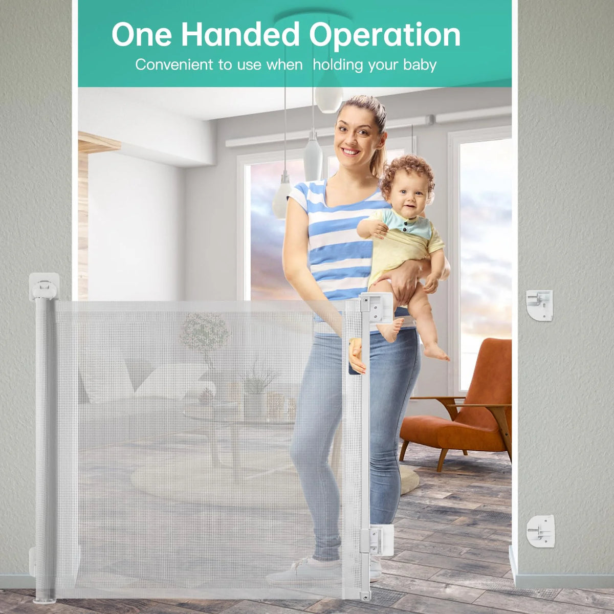 Retractable Baby Gate White J17372