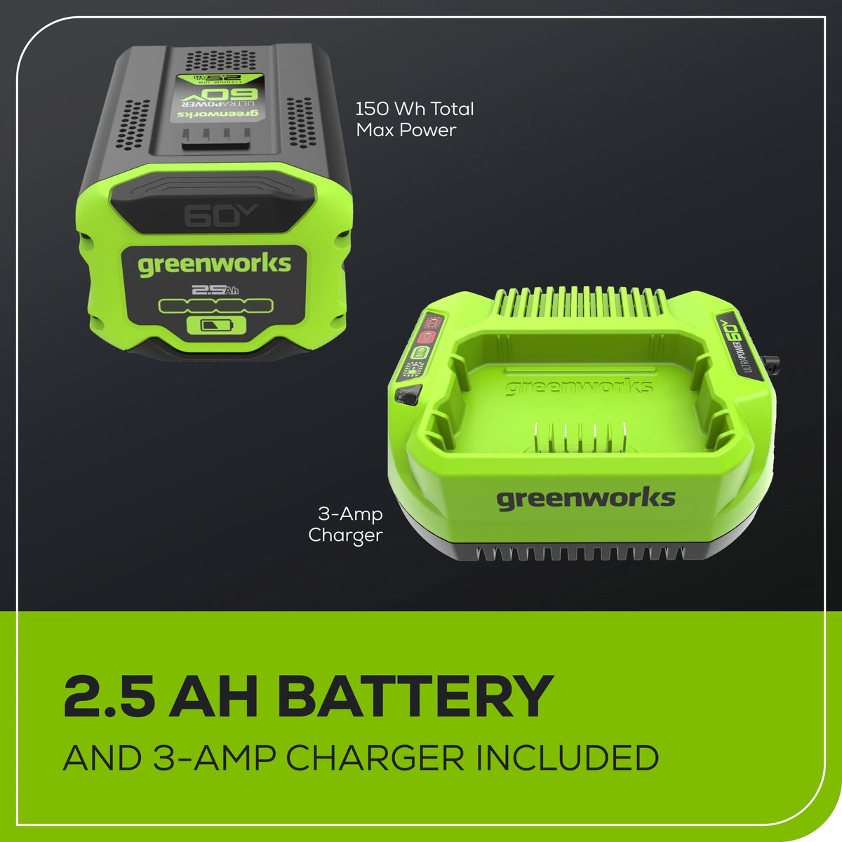 60V Brushless Chainsaw with 2.5 Ah Battery & Charger S913