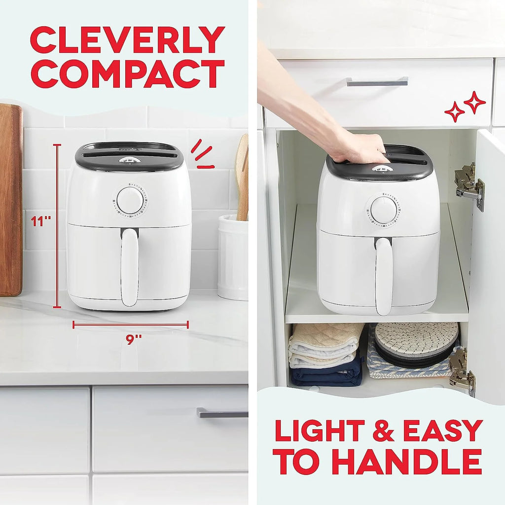 White 2.6Qt Electric Air Fryer Oven Cooker with Non Stick Fry Basket T44176