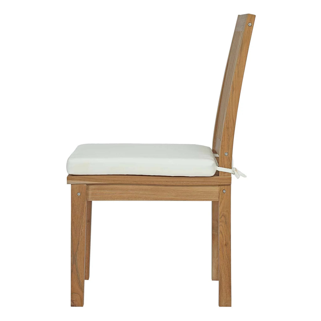 White Wood Outdoor Dining Chair and Table Set M35318