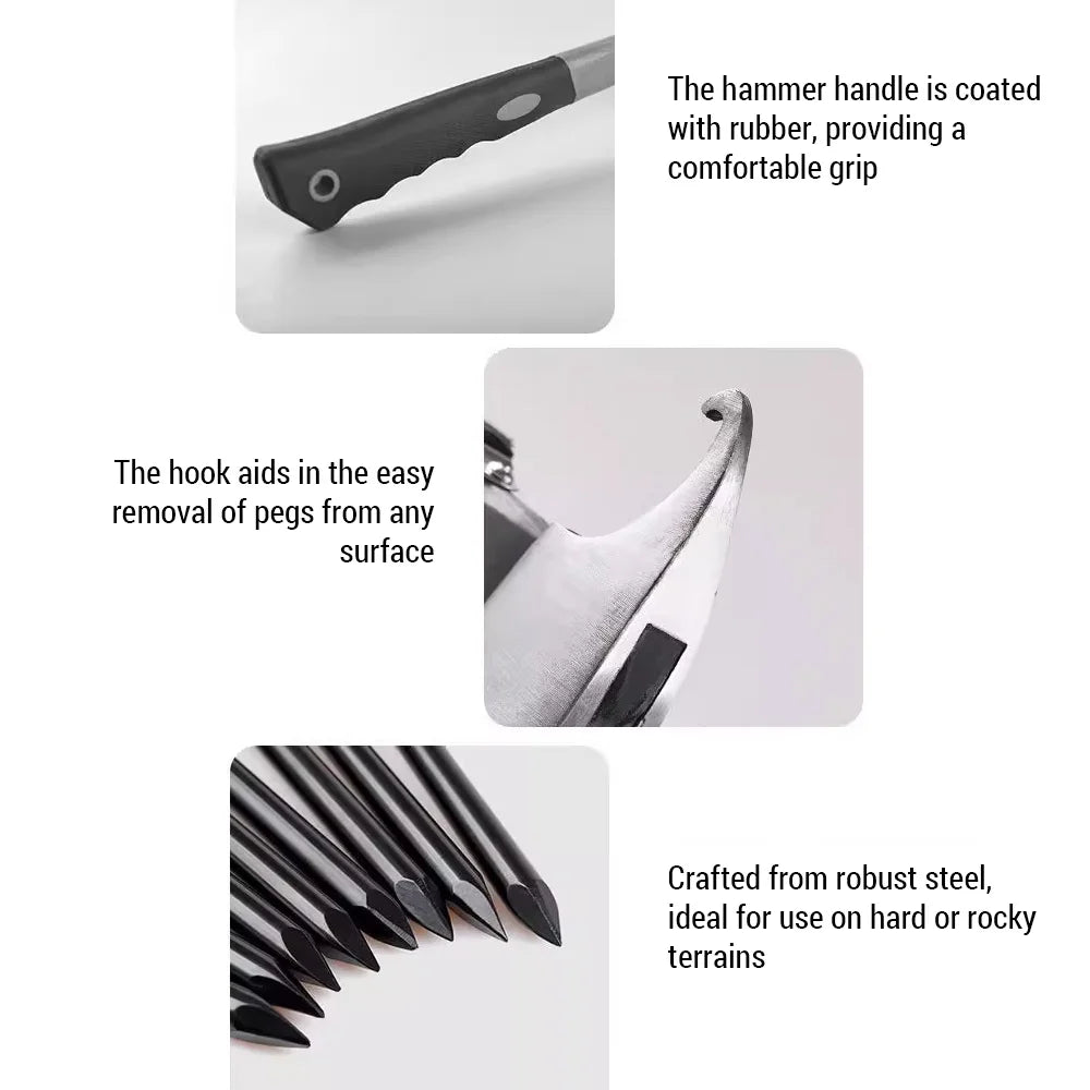 Steel Tent Stake Kit with Hammer H6360