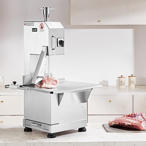 1500W Stainless Steel Countertop Meat Bandsaw with 6 Blades J50099