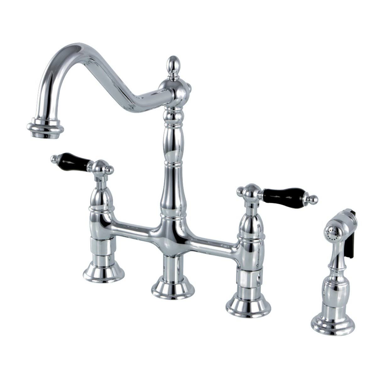Bridge Kitchen Faucet with Brass Sprayer, Polished Brass B418533