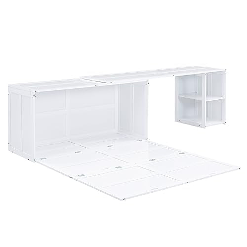 Grey Queen Size Murphy Bed with Storage Shelves D6395