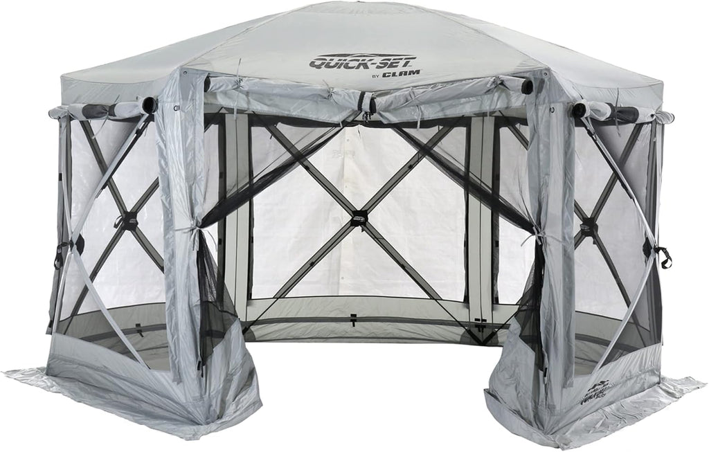 Gray 6-Sided Portable Pop-Up Camping Screen Tent with Carry Bag X447558
