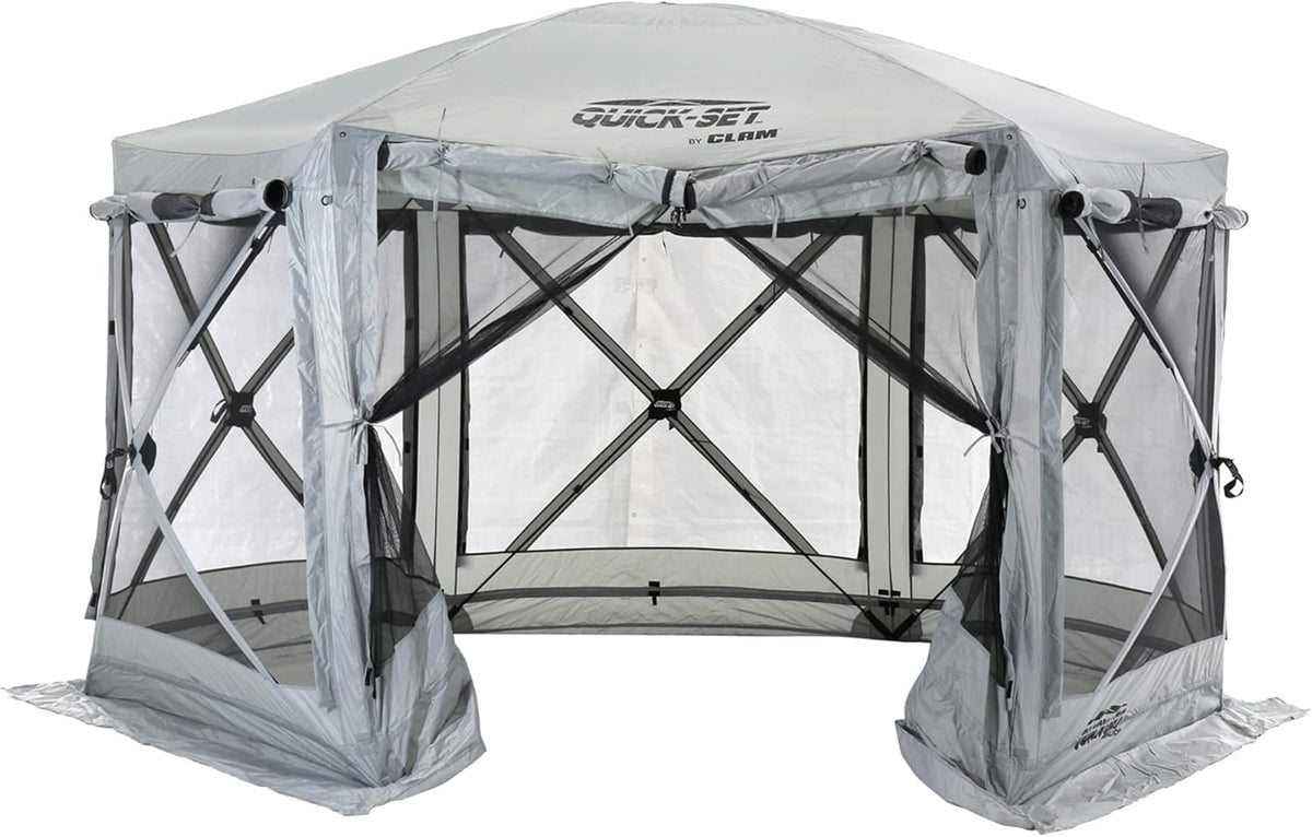 Gray 6-Sided Portable Pop-Up Camping Screen Tent with Carry Bag X447558