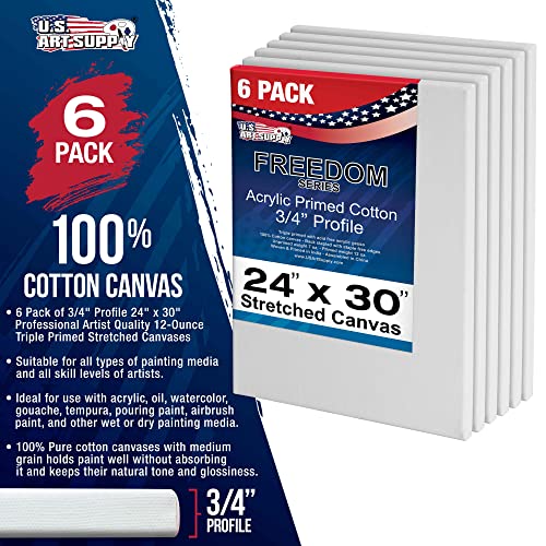 24 x 30 inch 6-Pack Stretched Canvas 12-Ounce Triple Primed 100% Cotton Z982719