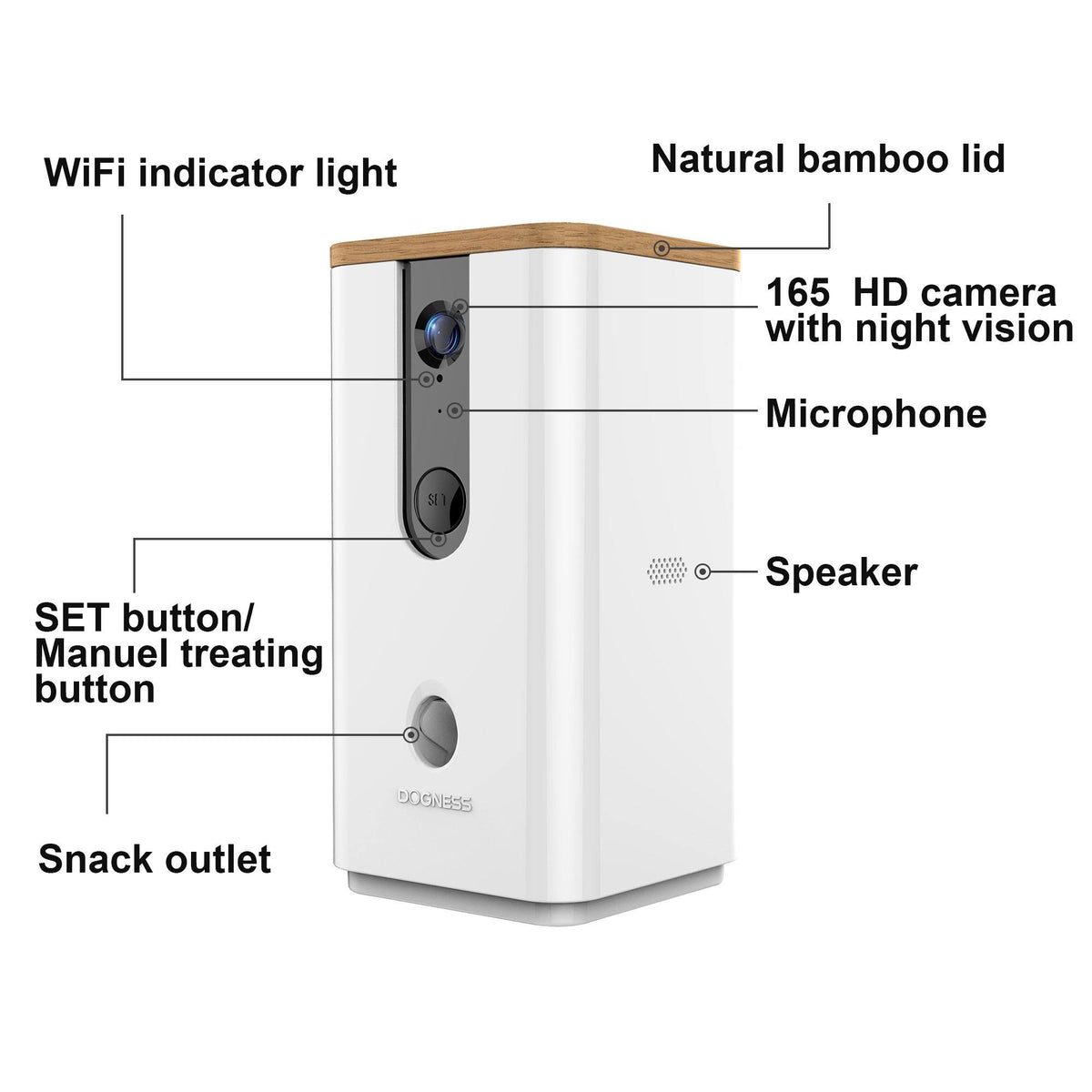 White Pet Treat Dispenser with Camera G86409