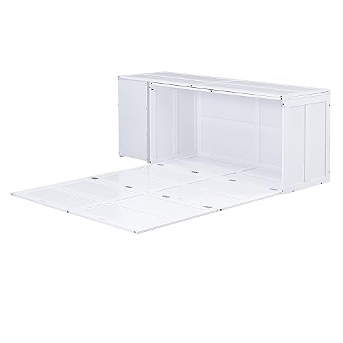 Grey Queen Size Murphy Bed with Storage Shelves D6395