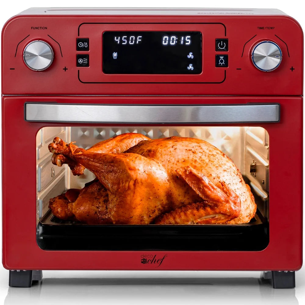 24QT Stainless Steel Countertop Toaster Air Fryer Oven Red S42053