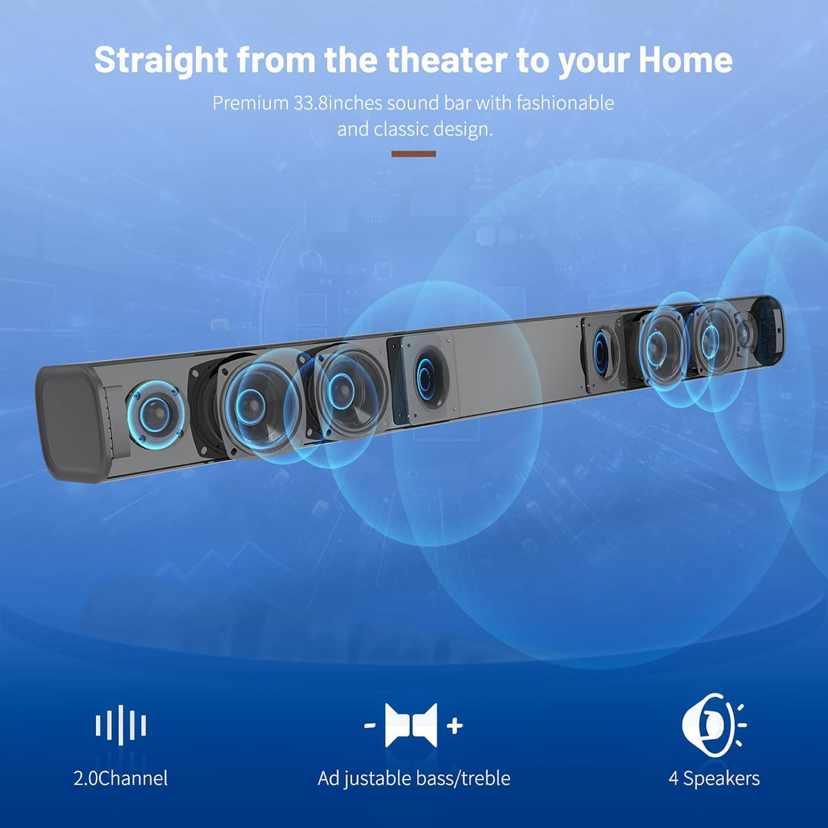 100W Wireless TV Sound Bar with HDMI-ARC K9686