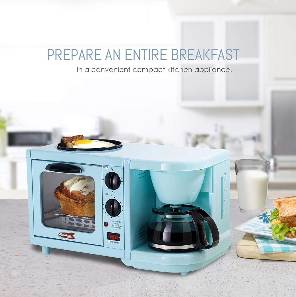 Aqua 3-in-1 Breakfast Maker Station with 4 Cup Coffeemaker and Toaster Oven L910965